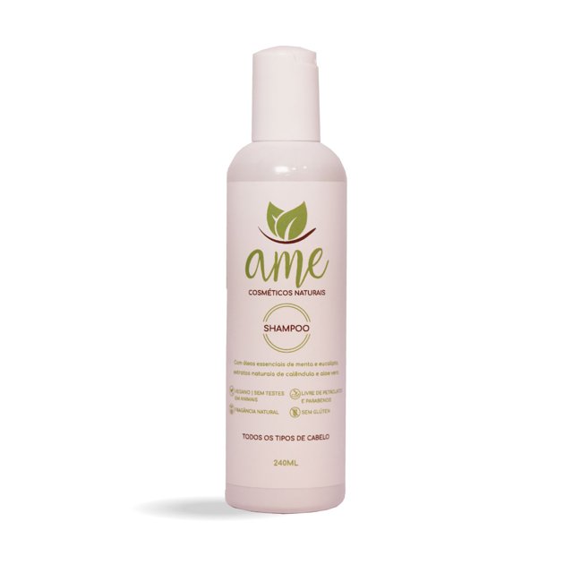 Shampoo Natural e Vegano Menta e Eucalipto 240ml | Ame Cosméticos Naturais