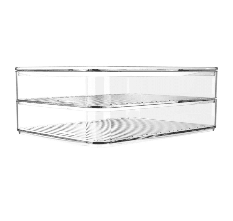 Porta-Frios Clear Duplo com tampa 20x15x7,7cm Cristal | Quero