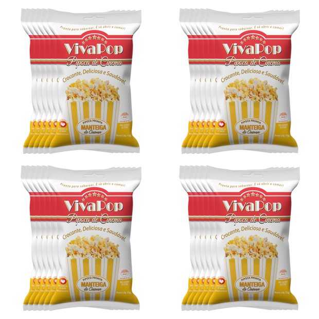 KIT com 24 unidades Pipoca Manteiga de Cinema 15g VivaPop