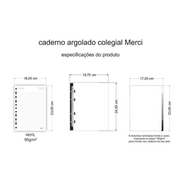 Caderno Tipo FichÁrio Argolado 80 Folhas ColeÇÃo Intensidade Gigi Paper Loja 7174