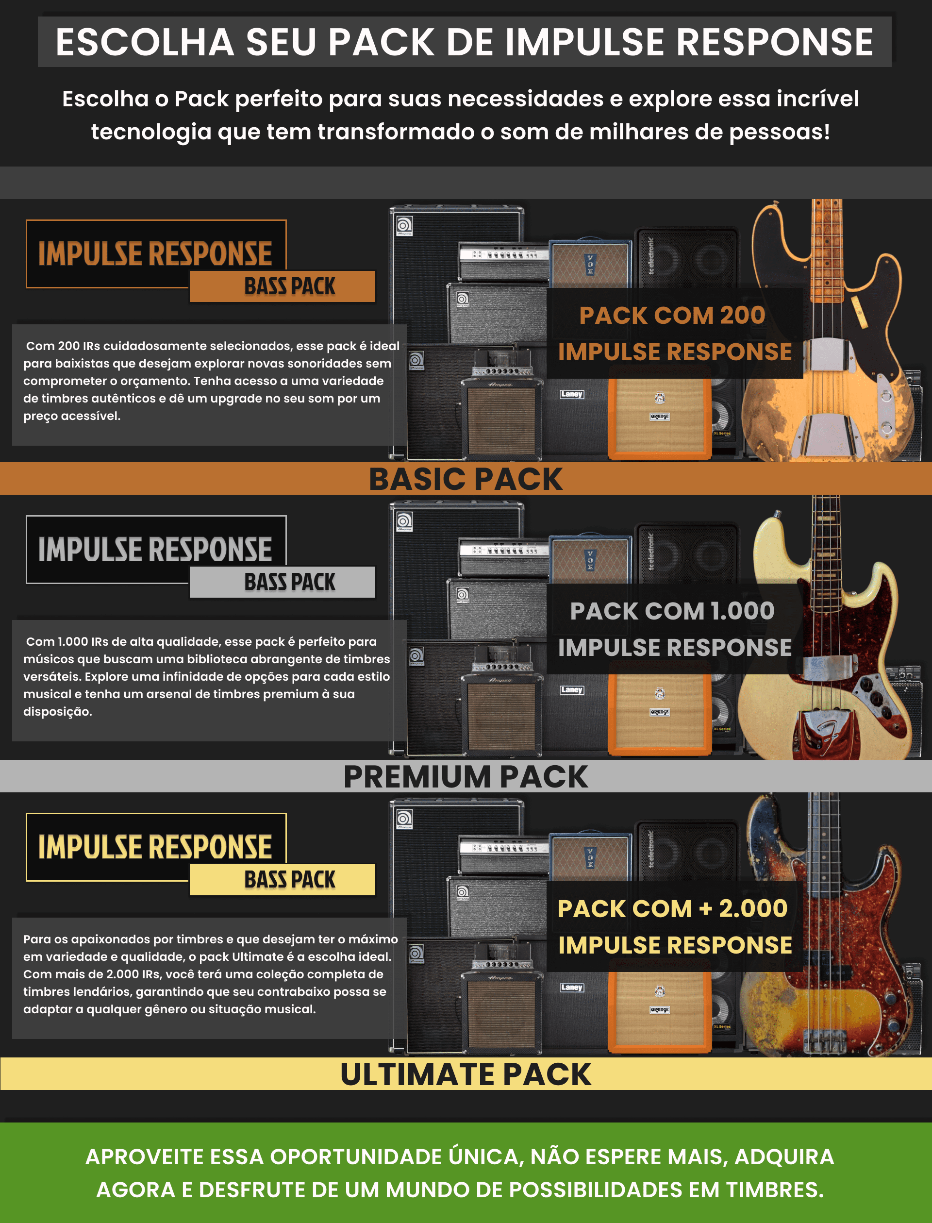 Impulse Response Bass Pack Premium (1.000 IR's para Contrabaixo