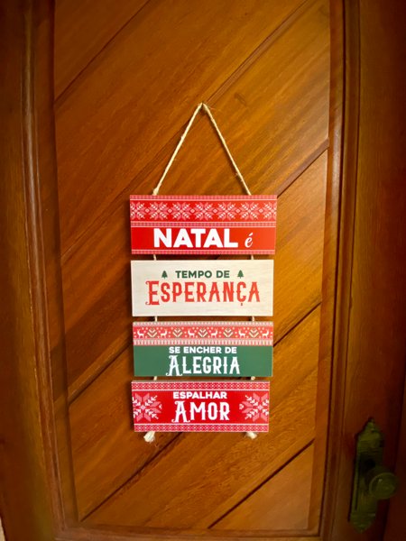 Enfeites de Natal Placa Para Decoração Com Cordão Frase: Ho Ho Ho, Feliz  Natal