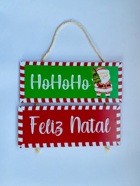 Enfeites de Natal Placa Para Decoração Com Cordão Frase: Ho Ho Ho, Feliz  Natal