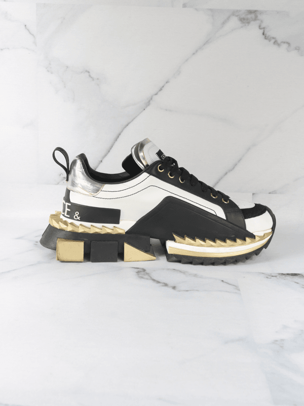 Tênis Dolce & Gabbana Super King Preto/Branco/Dourado | Zivē Club
