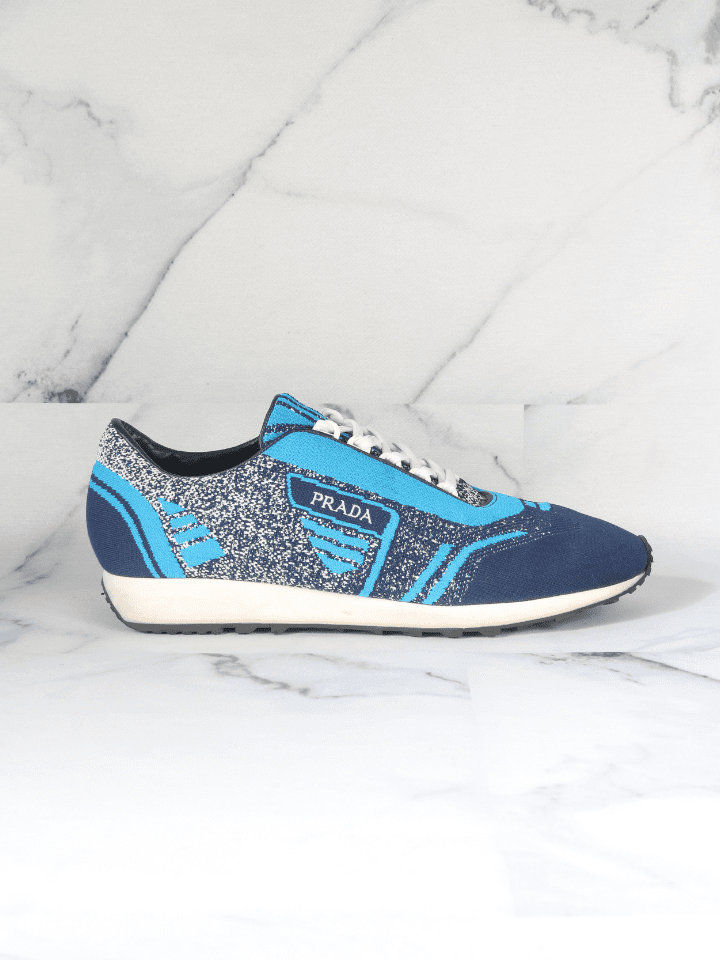 Tênis Prada Milano 70 Stretch Knit Azul | Zivē Club