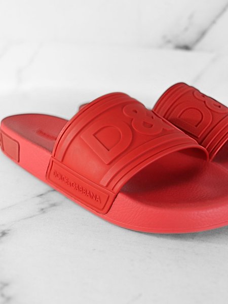 Chinelo Slide Dolce & Gabbana D&G Logo Vermelho | Zivē Club