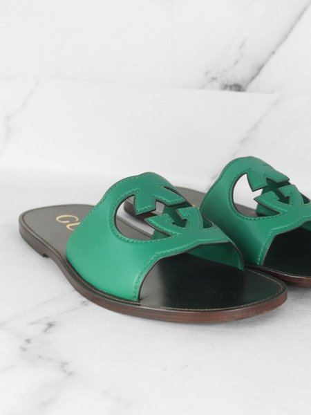 Chinelo Slide Gucci Cosmo GG Interlocking Verde | Zivē Club