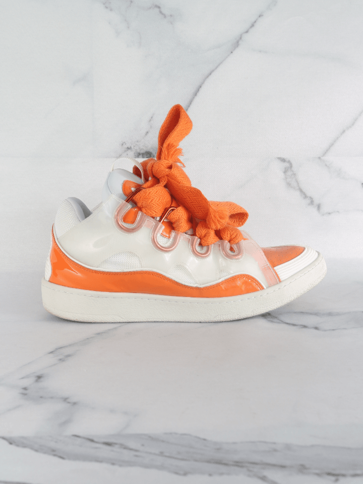 Tênis Lanvin Curb Laranja/Branco | Zivē Club