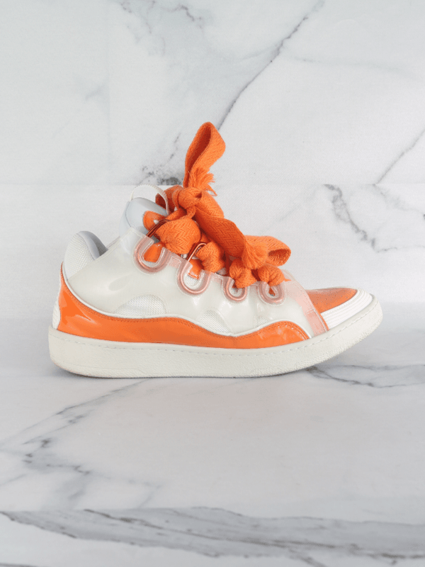 Tênis Lanvin Curb Laranja/Branco | Zivē Club