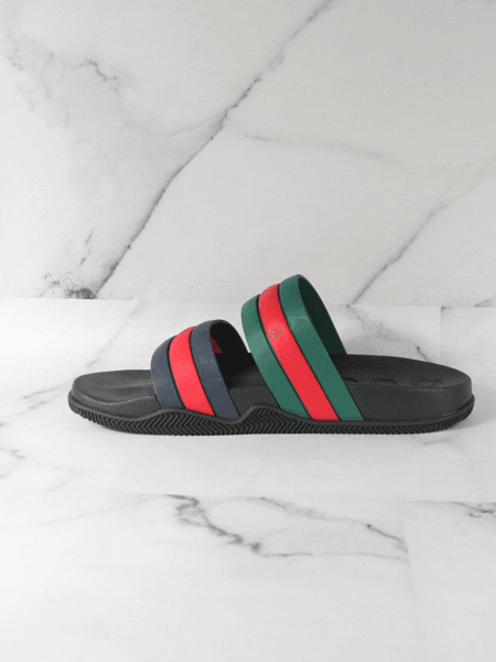 Chinelo Slide Gucci Web Preto | Zivē Club