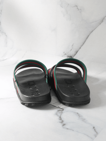 Chinelo Slide Gucci Web Preto | Zivē Club