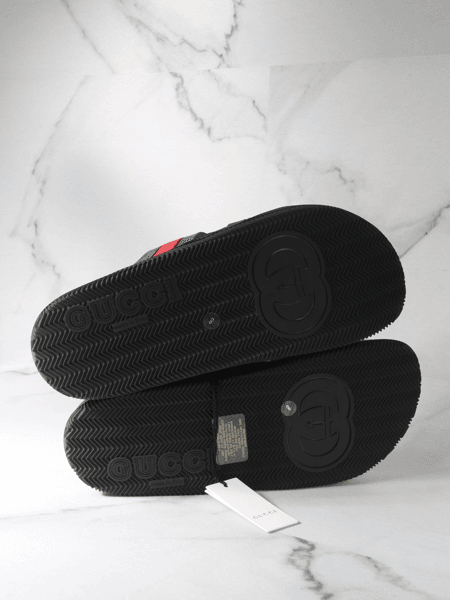 Chinelo Slide Gucci Web Preto | Zivē Club