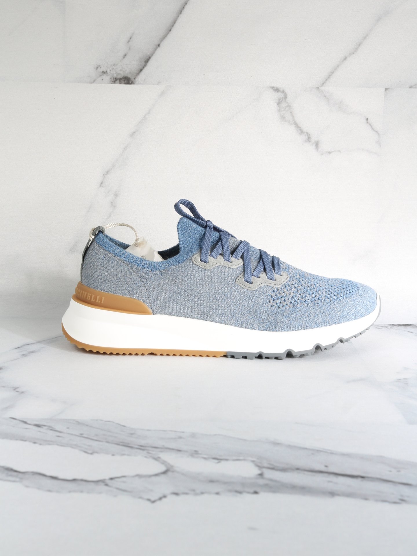 Tênis Brunello Cucinelli Knit Runners Azul | Zivē Club