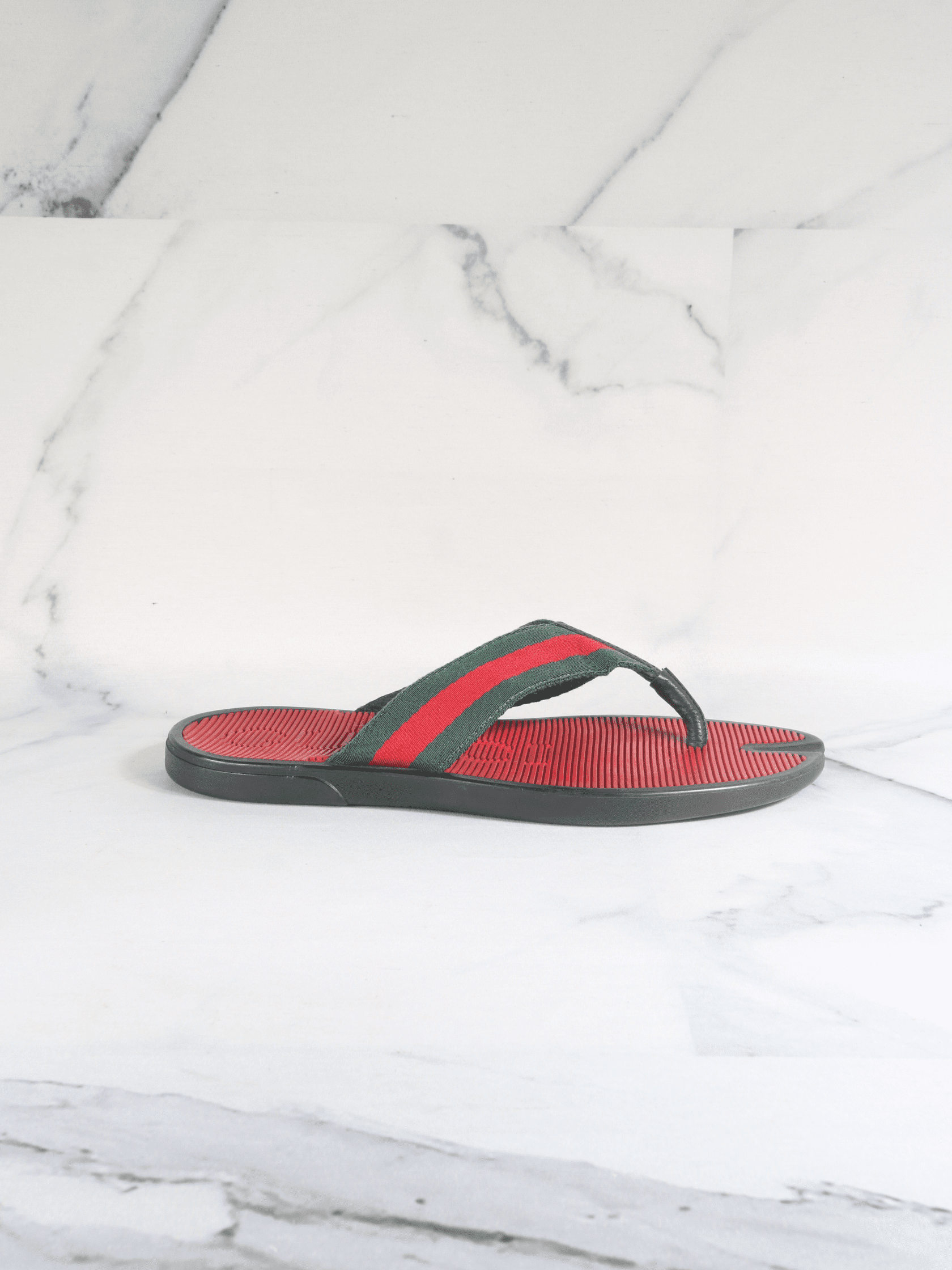 Chinelo Gucci Rubber Web Preto | Zivē Club