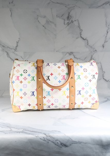Bolsa Louis Vuitton x Takashi Murakami Keepall Monograma Branca