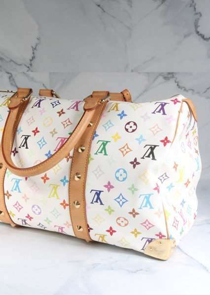 Bolsa Louis Vuitton x Takashi Murakami Keepall Monograma Branca