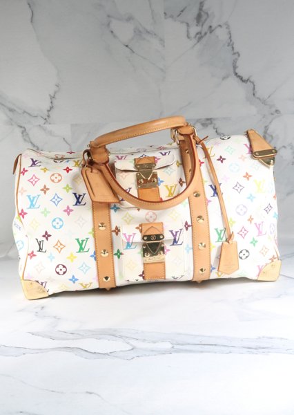 Bolsa Louis Vuitton x Takashi Murakami Keepall Monograma Branca