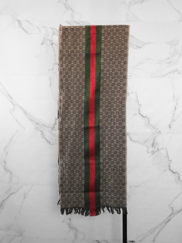 Cachecol Gucci GG Monogram Web Marrom | Zivē Club