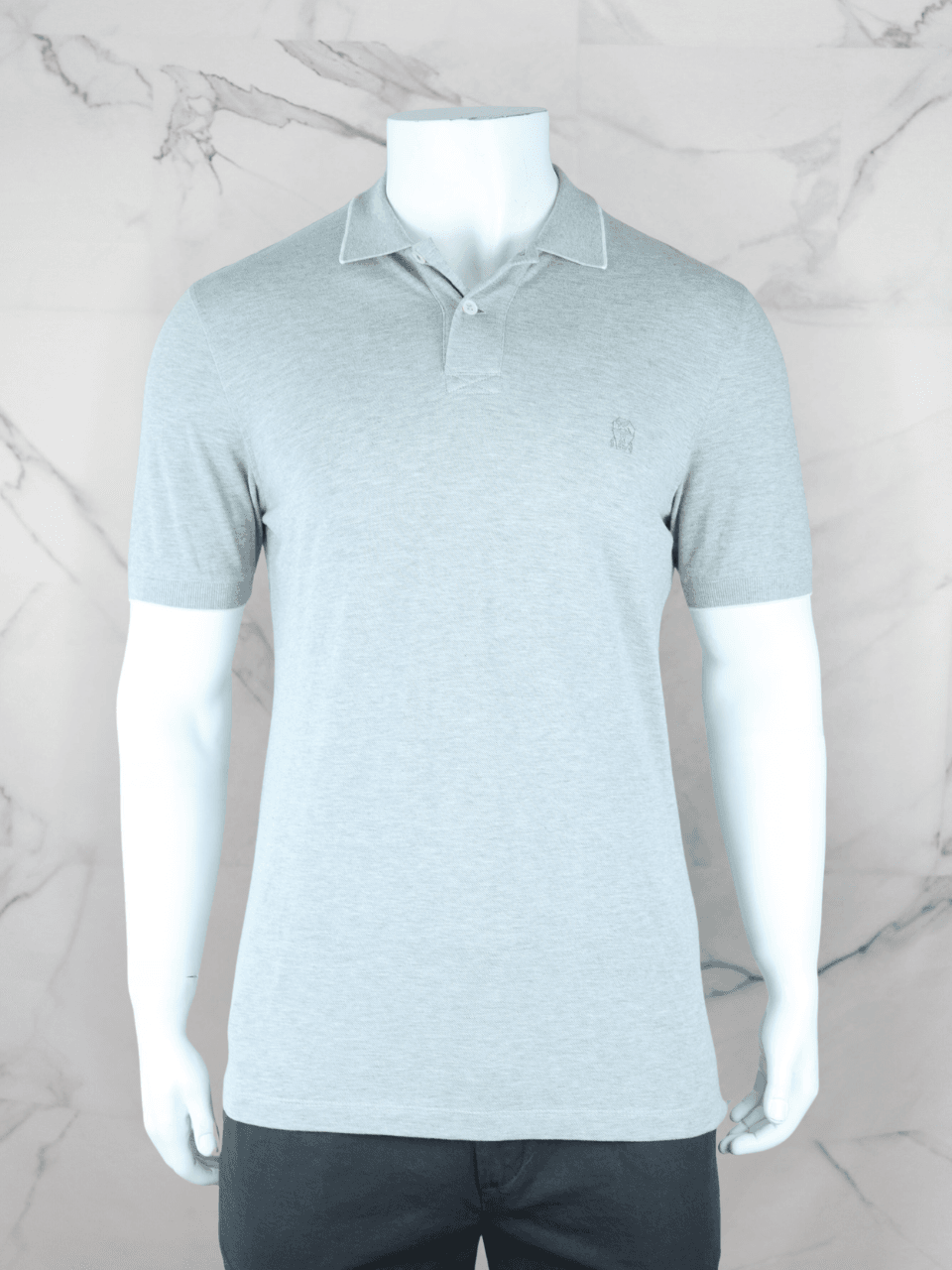 Camisa Brunello Cucinelli Polo Basic Logo Cinza | Zivē Club