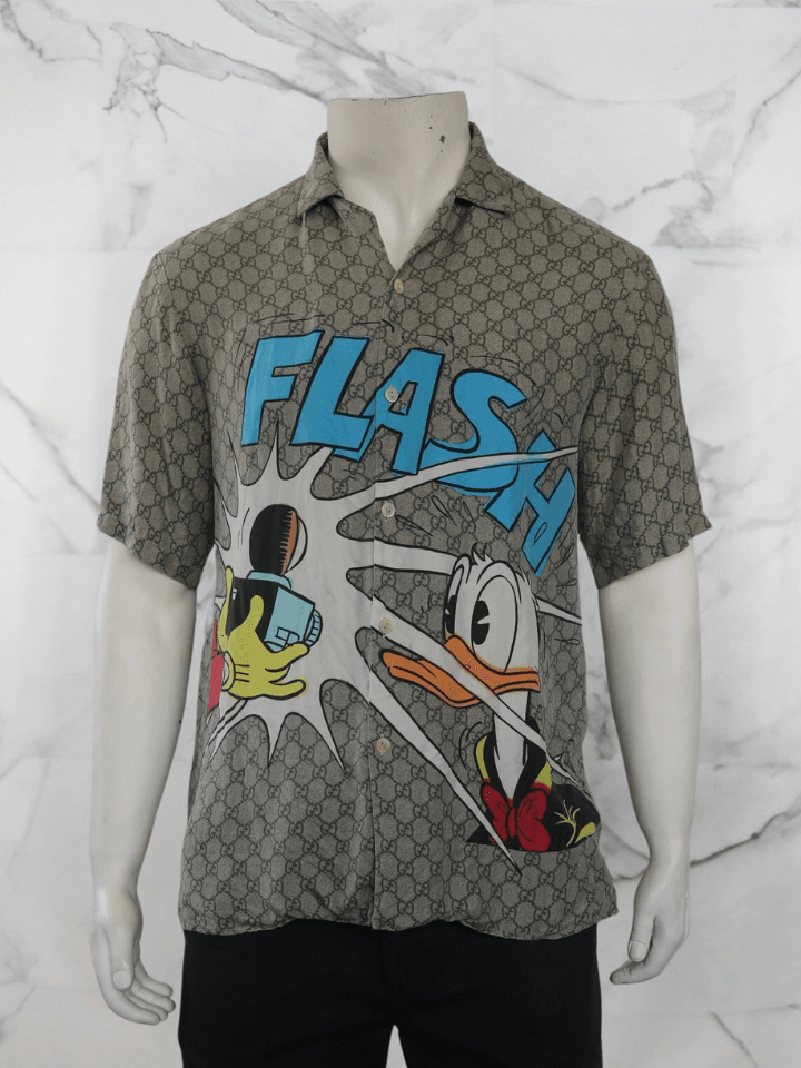 Camisa Gucci x Disney Donald Duck Flash GG Monogram Bege | Zivē Club