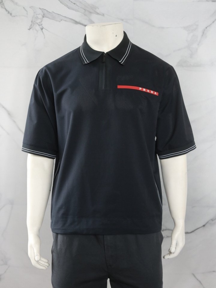 Camisa Prada Polo Tech Logo Preta | Zivē Club
