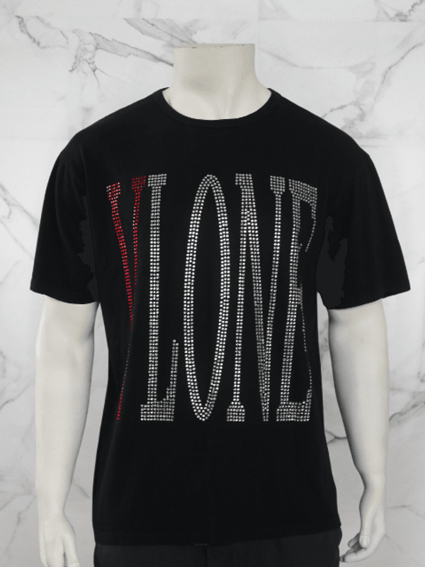 Camiseta Vlone x Swarovski Rhinestone Preta | Zivē Club