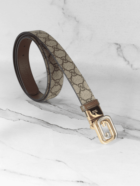 Cinto Gucci Dupla Face Interlocking G GG Monogram Marrom | Zivē Club