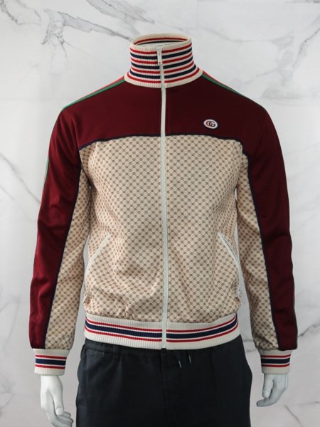 Conjunto Gucci Tracksuit Faixa Web Vinho e Bege | Zivē Club