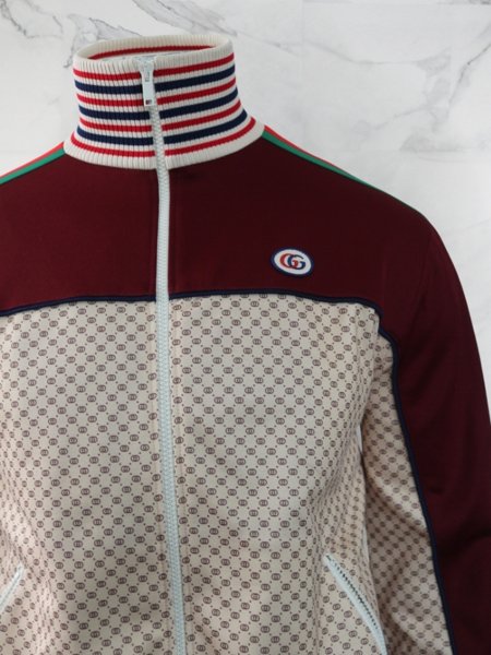 Conjunto Gucci Tracksuit Faixa Web Vinho e Bege | Zivē Club