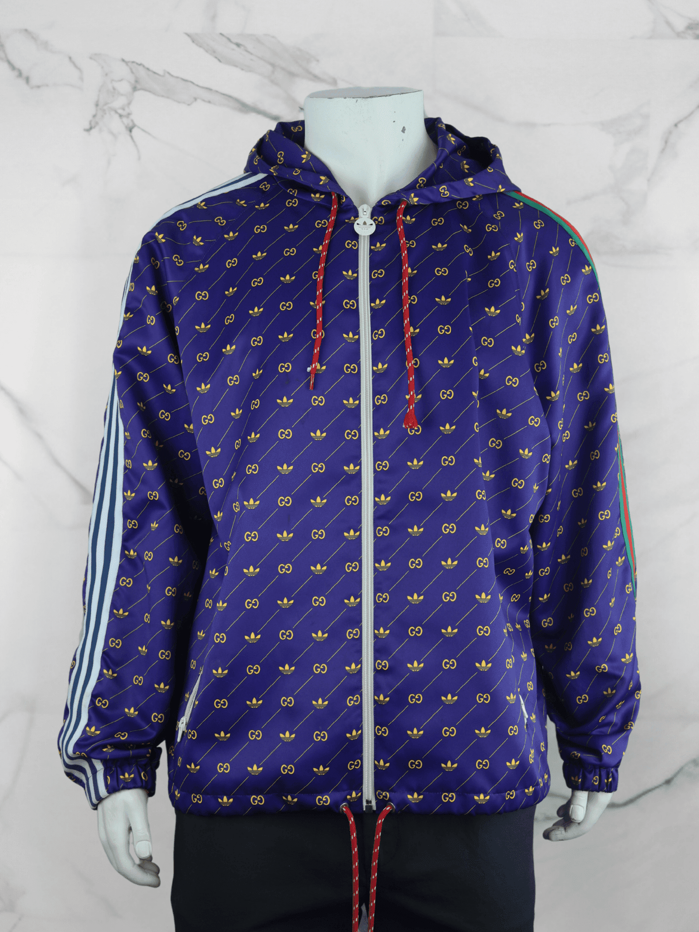 Jaqueta Gucci x Adidas Trefoil Monogram Web Azul | Zivē Club