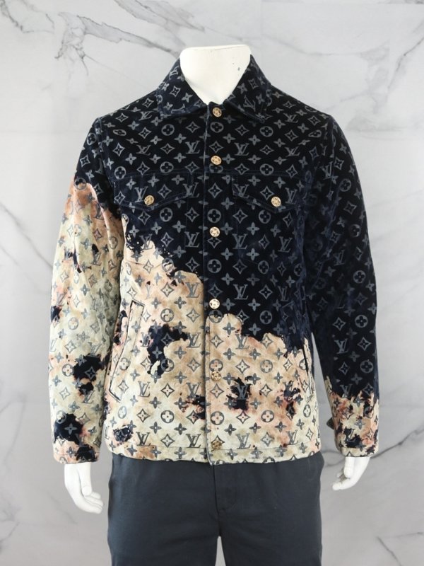 Jaqueta Louis Vuitton Bleached Velvet Monogram Azul Marinho | Zivē