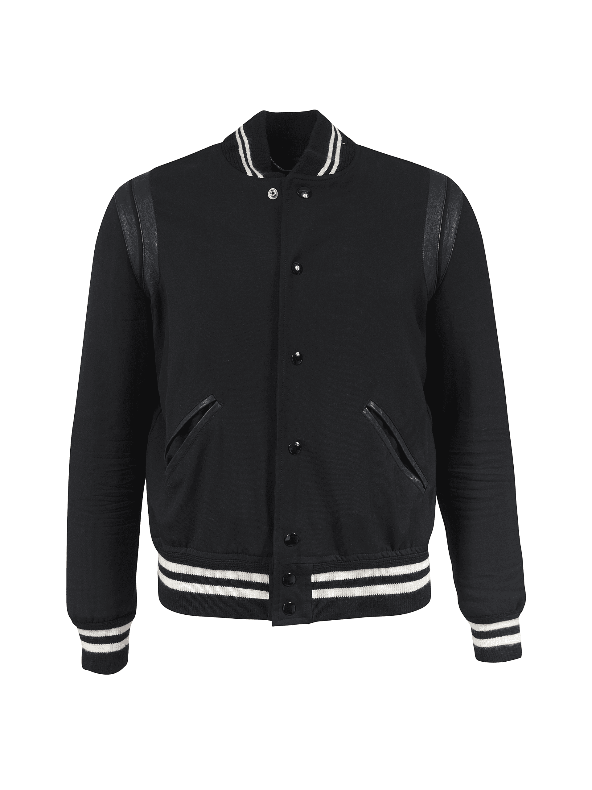 Saint Laurent スタジャン 46 黒 SAINT LAURENT ブラック スタジャン 46 サンローラン ブルゾン 楽天