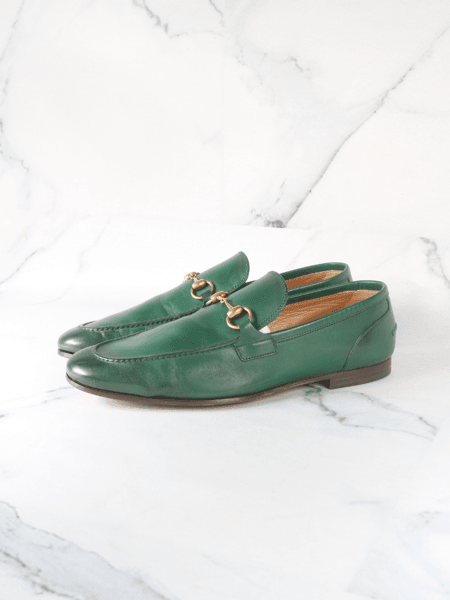 Mocassim Gucci Jordaan Couro Verde | Zivē Club