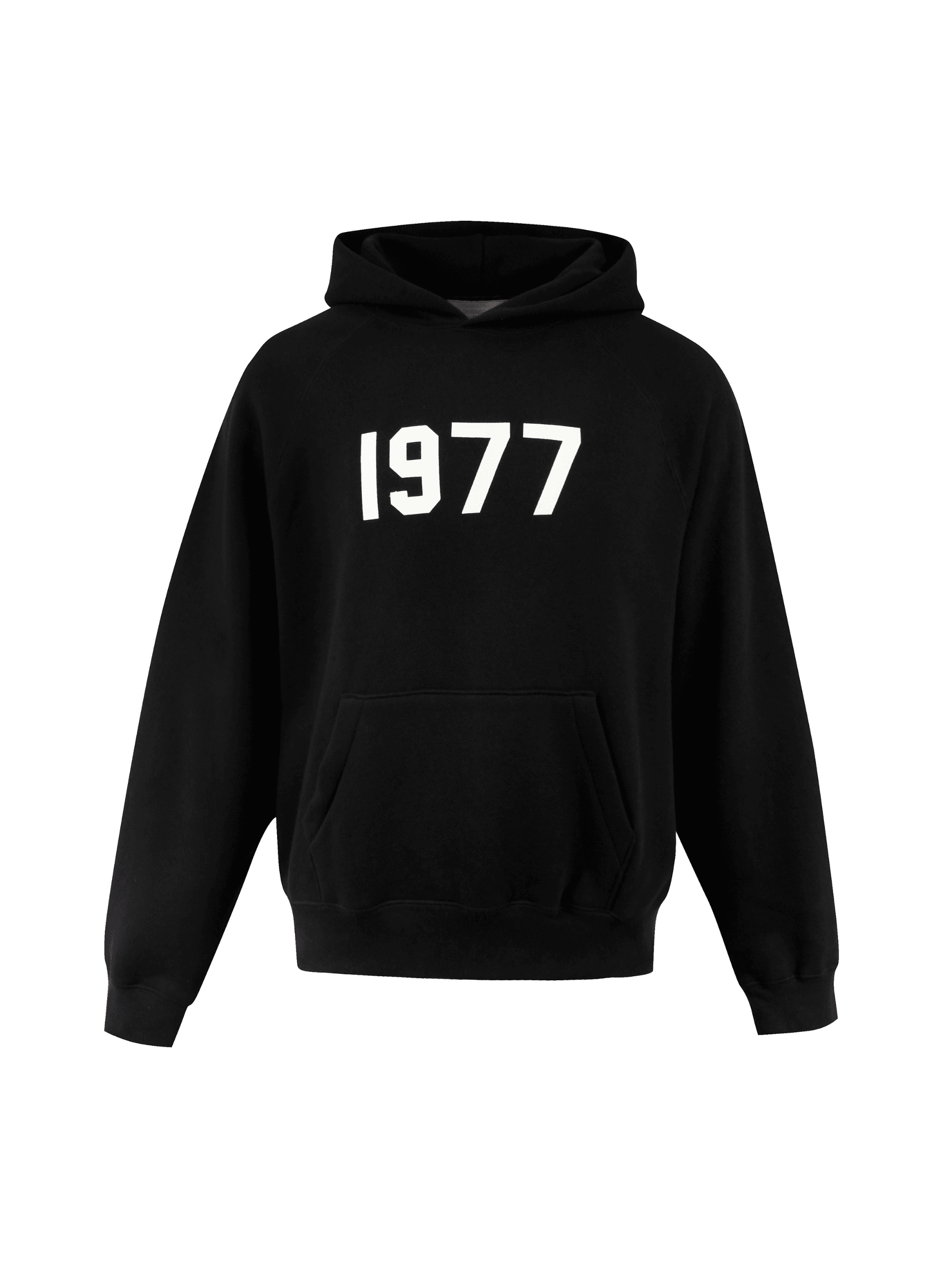 Fog Essentials パーカーブラック黒1977ロゴ Moletom Fear of God Essentials 1977 Preto | Zivē Club