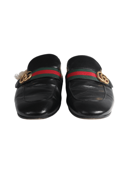 ミュール(GUCCI) Mule Gucci de Couro Original Preto Feminino
