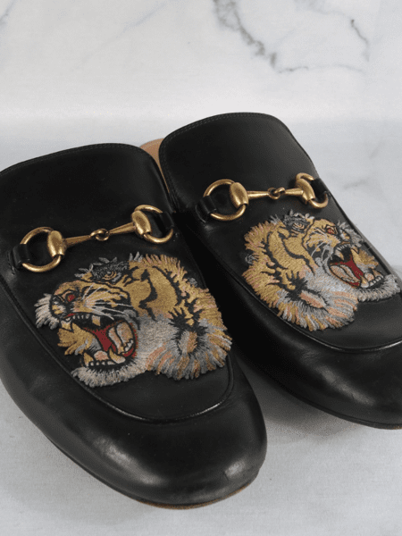 Mule Gucci Princetown King Tiger Horsebit Preto Ziv Club