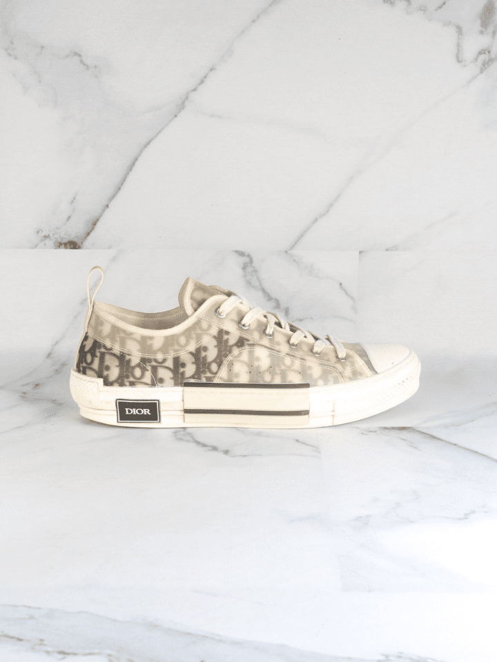 Tênis Dior B23 Low Canvas Oblique Branco e Preto | Zivē Club