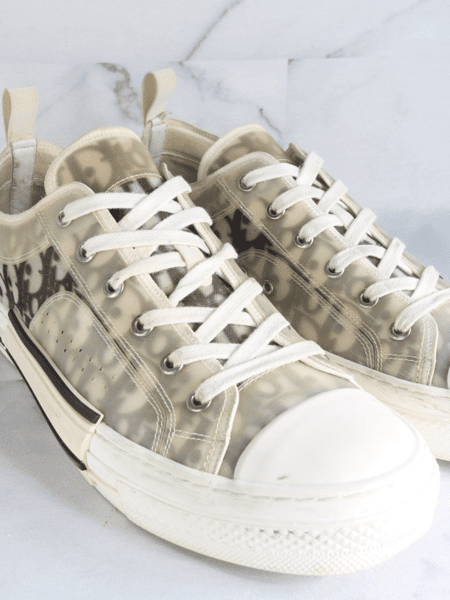 Tênis Dior B23 Low Canvas Oblique Branco e Preto | Zivē Club