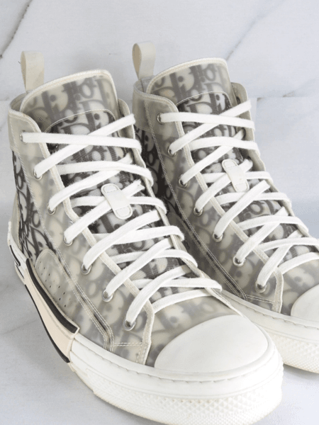 Tênis Dior Cano Alto B23 Oblique Branco e Preto | Zivē Club