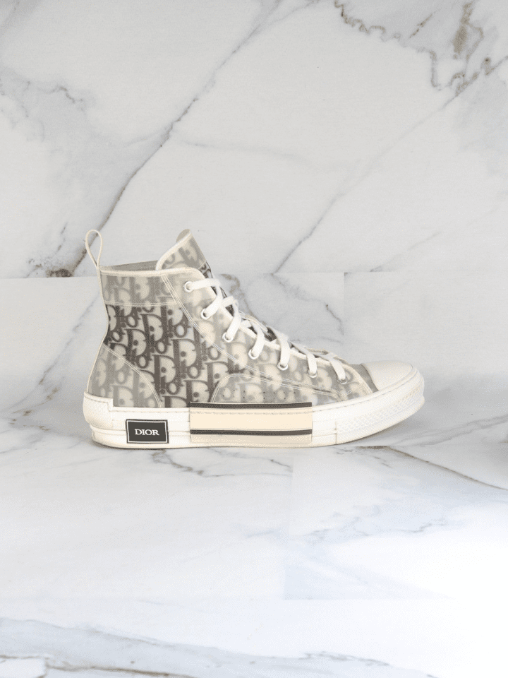 Tênis Dior Cano Alto B23 Oblique Branco e Preto | Zivē Club