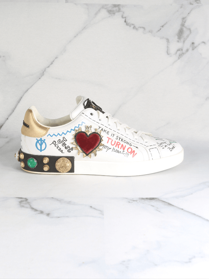 Tênis Dolce & Gabbana Portofino King Of Love Grafiti Branco | Zivē