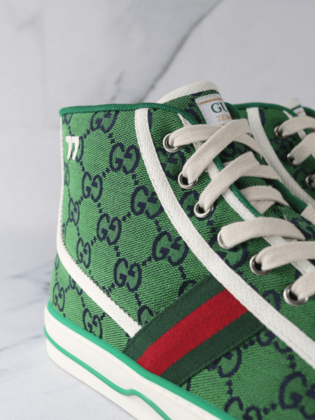 Tênis Gucci Cano Alto Web 77 Monograma Verde | Zivē Club