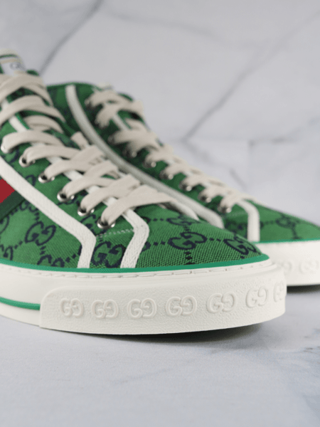 Tênis Gucci Cano Alto Web 77 Monograma Verde | Zivē Club