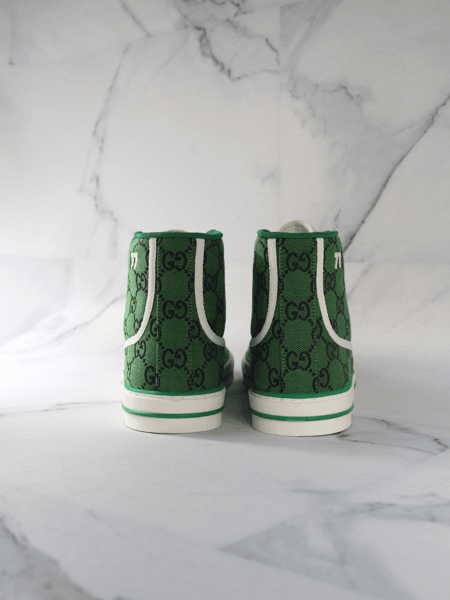 Tênis Gucci Cano Alto Web 77 Monograma Verde | Zivē Club