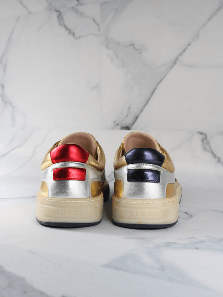 Tênis Gucci Gold Metallic Vermelho e Marinho | Zivē Club