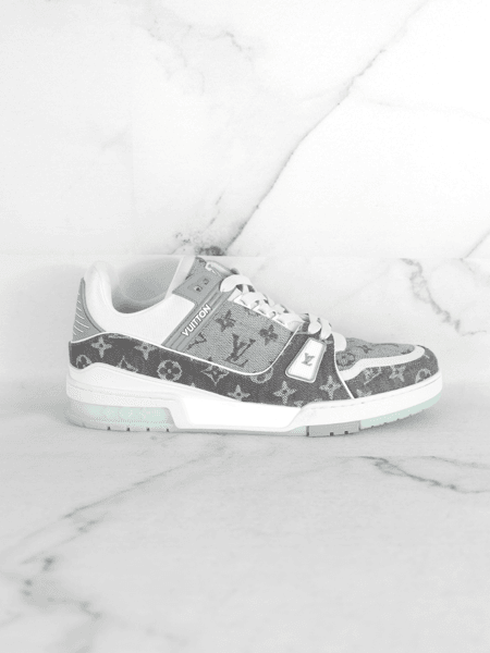 Tênis Louis Vuitton LV Trainer Denim Monogram Cinza | Zivē Club