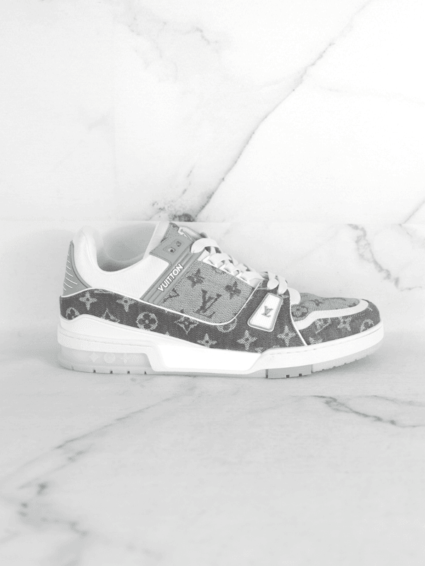 Tênis Louis Vuitton LV Trainer Denim Monogram Cinza | Zivē Club