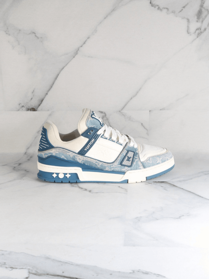 Tênis Louis Vuitton LV Trainer Monogram Azul | Zivē Club