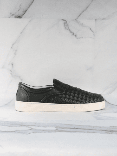 T nis Slip On Bottega Veneta Rebite Intrecciato Couro Preto e