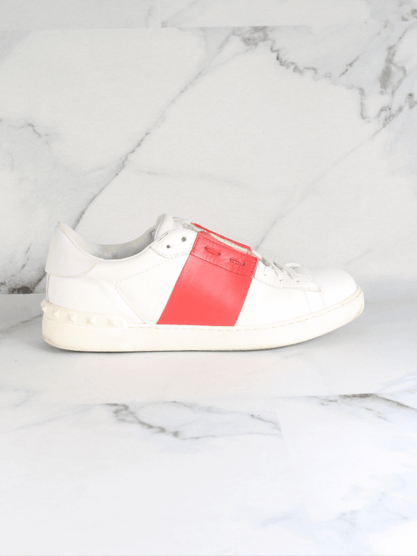 Tênis Valentino Rockstud Open Vermelho e Branco | Zivē Club